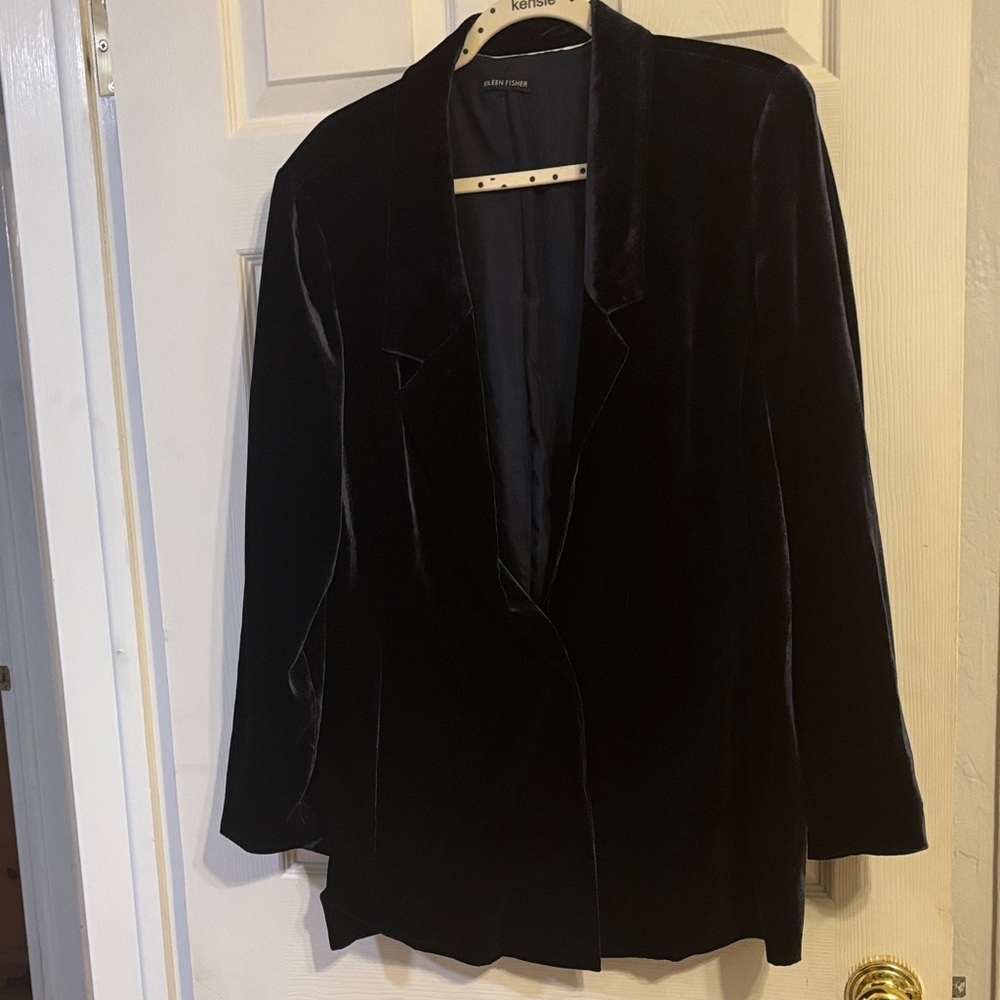 Eileen Fisher Women's Navy Blue Velvet Blazer